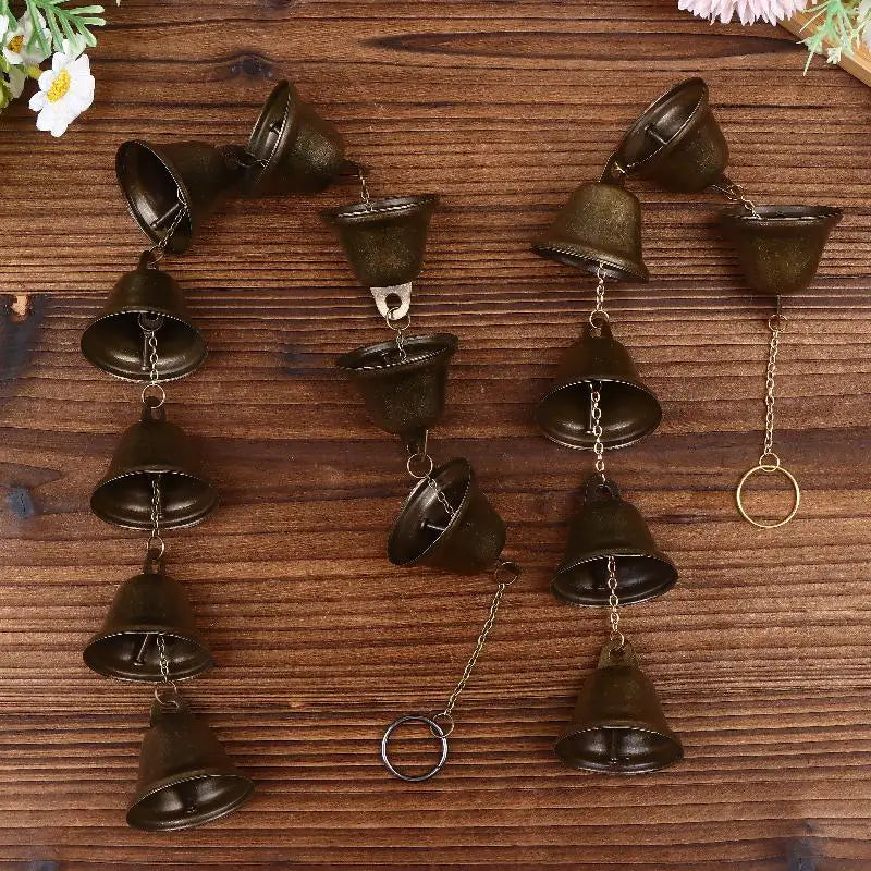 Handmade Metal Wind Chime Classic Rustic Iron Bell with Decor Chain Outdoor Hanging Decor for Courtyard Garden Wall