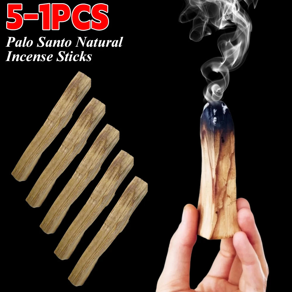 5-1PCS Palo Santo Natural Incense Sticks Wooden Smudging Strips Aromatherapy Incense Burner for Home Living Room OfficeFragrance