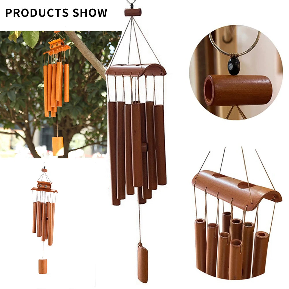 Natural Wind Chimes Handmade Tubes Bamboo Bell Outdoor Yard Garden Windchime Crafts  Indoors Pendant Balcony Home Hotel Decor
