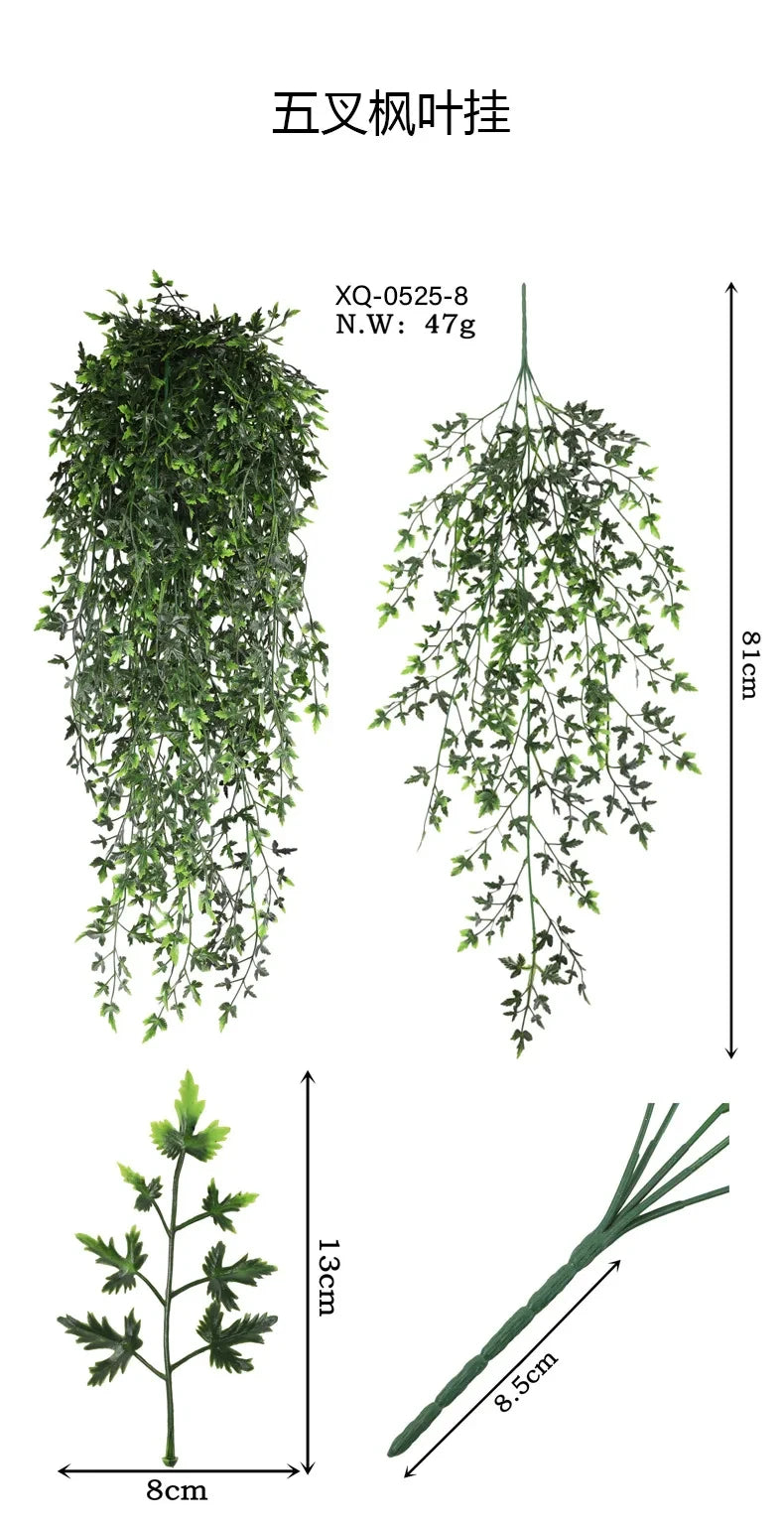 Persian fern Leaves Vines Home Room Decor Hanging Artificial Plant Plastic Leaf Grass Wedding Party Wall Balcony Decoration