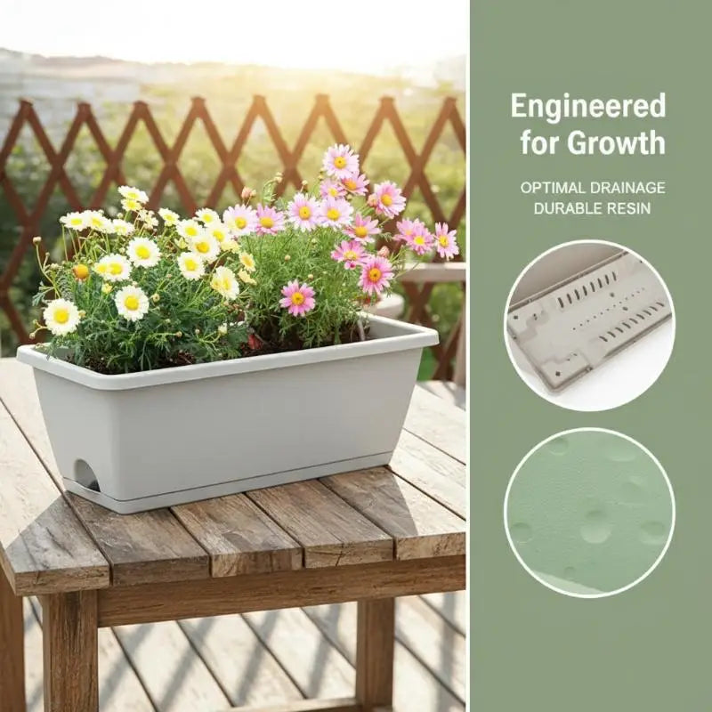 Indoor Self Absorbing Flower Pot For Vegetables Compact With Drainage Tray For Office Windowsill Or Home Decor