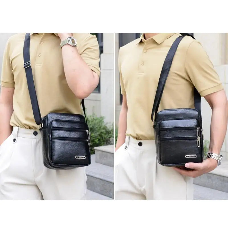 Men's PU Leather Crossbody Shoulder Bags High quality Tote Fashion Business Man Messenger Bag  Leather Bags fanny pack
