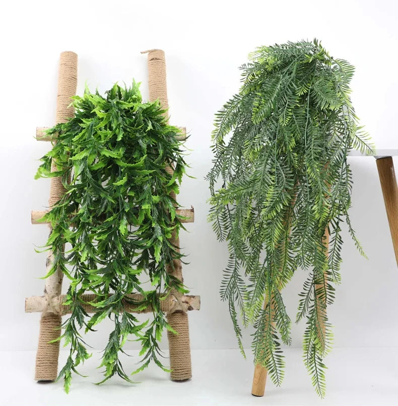 Persian fern Leaves Vines Home Room Decor Hanging Artificial Plant Plastic Leaf Grass Wedding Party Wall Balcony Decoration
