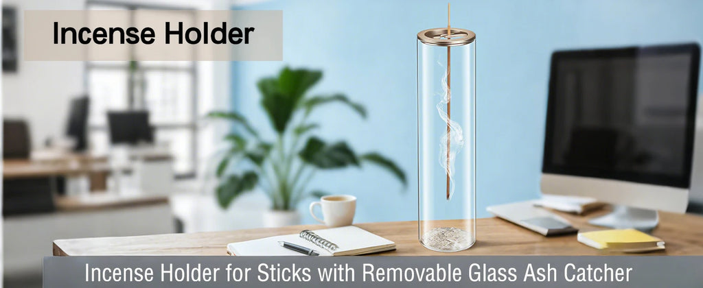 Incense Holder for Sticks, Modern Incense-Stick Burner Holder with Removable Glass Ash Catcher, for Home Decor Yoga Meditation
