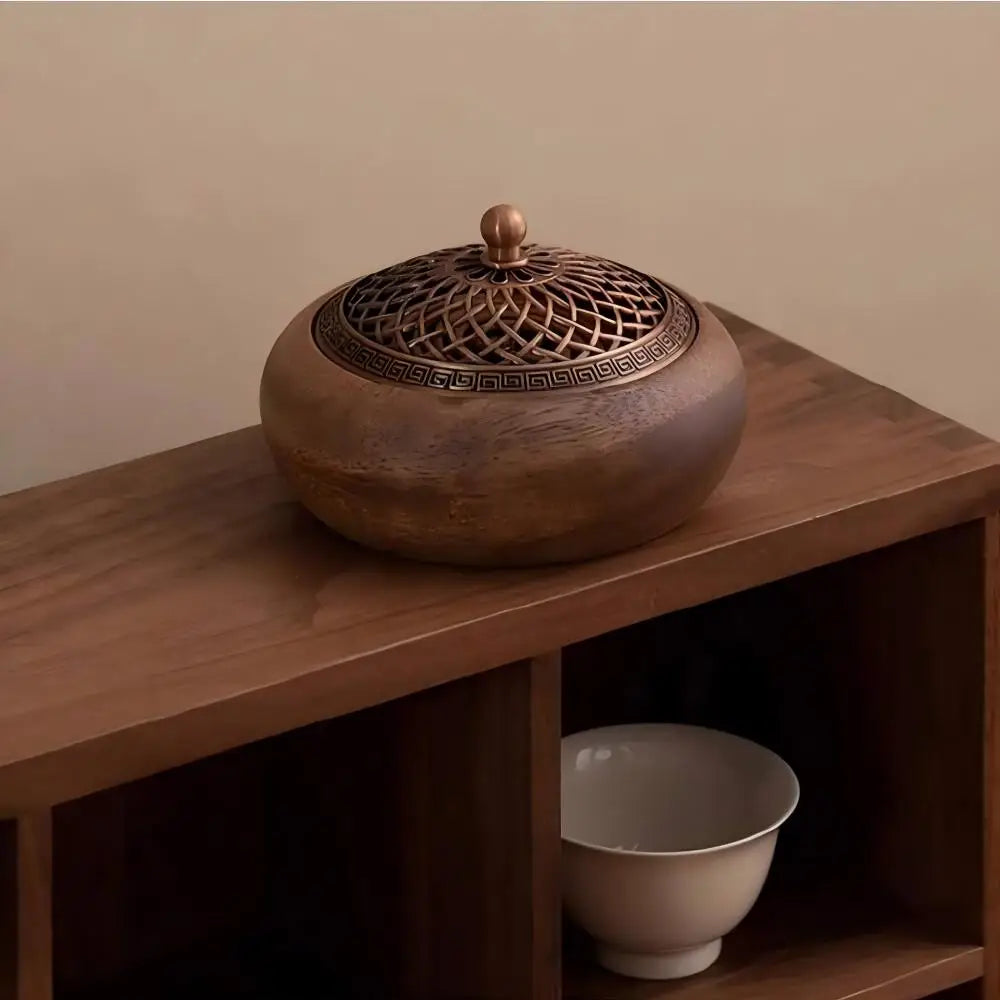 Solid Wood Pan Incense Burner, Indoor Aromatherapy Burner With Sandalwood Incense, Tea Ceremony ,prayer rooms, yoga Decoration
