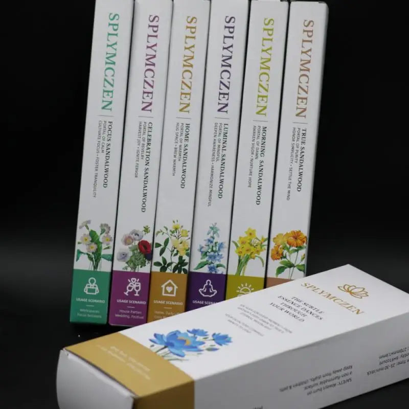 Sandalwood Incense Sticks – 6 Mood Scents for Focus, Yoga, Celebration, Home & Morning | 91 Sticks/Box (~100g)