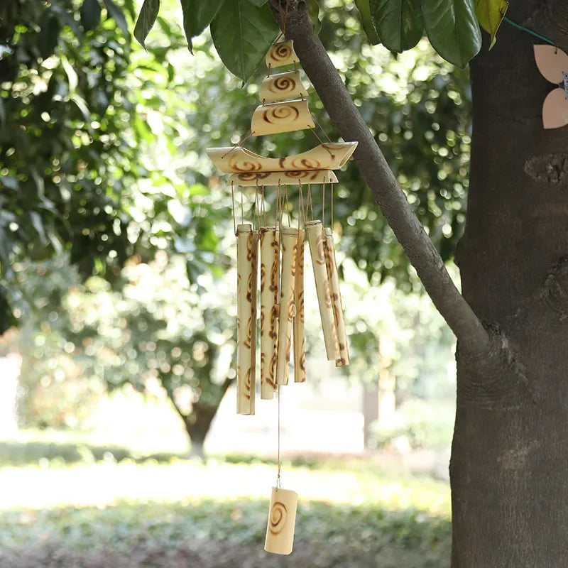 Natural Wind Chimes Handmade Tubes Bamboo Bell Outdoor Yard Garden Windchime Crafts  Indoors Pendant Balcony Home Hotel Decor