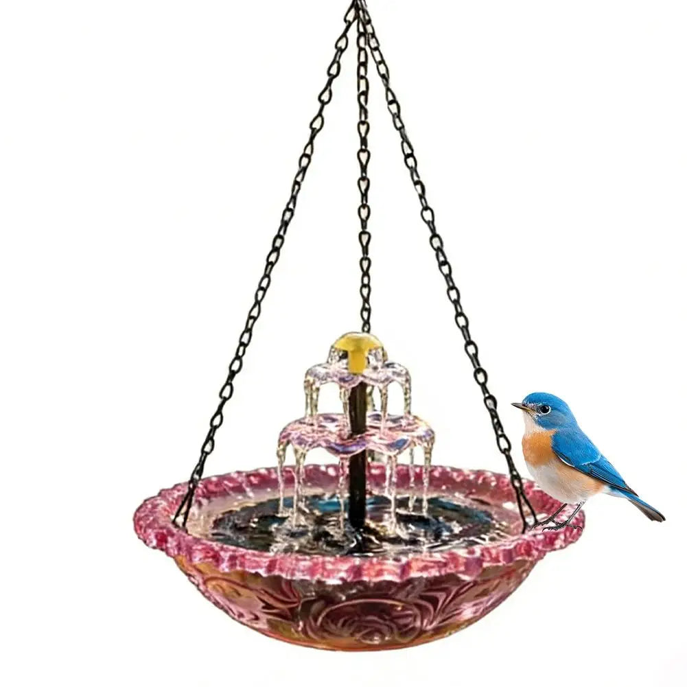 Waterfall Hanging Bird Bath Fountain Garden Courtyard Terrace With Fountain Bird Bathroom With Hook Bird Drinking Tray Outside