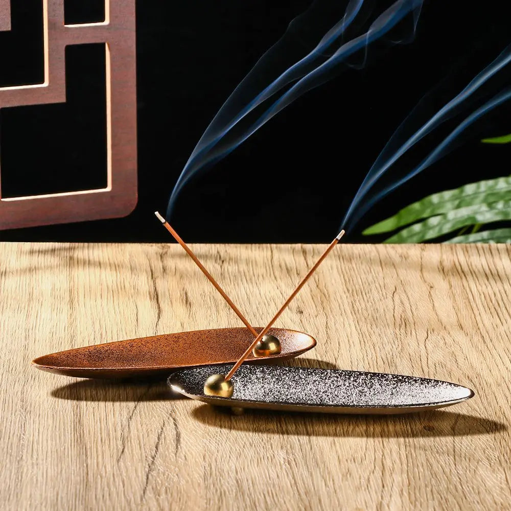 Incense Stick Holder for Sticks Japanese Style Healing Incense Burners with Ash Catcher Vintage Bronze Censer Rack 5.5 Inches