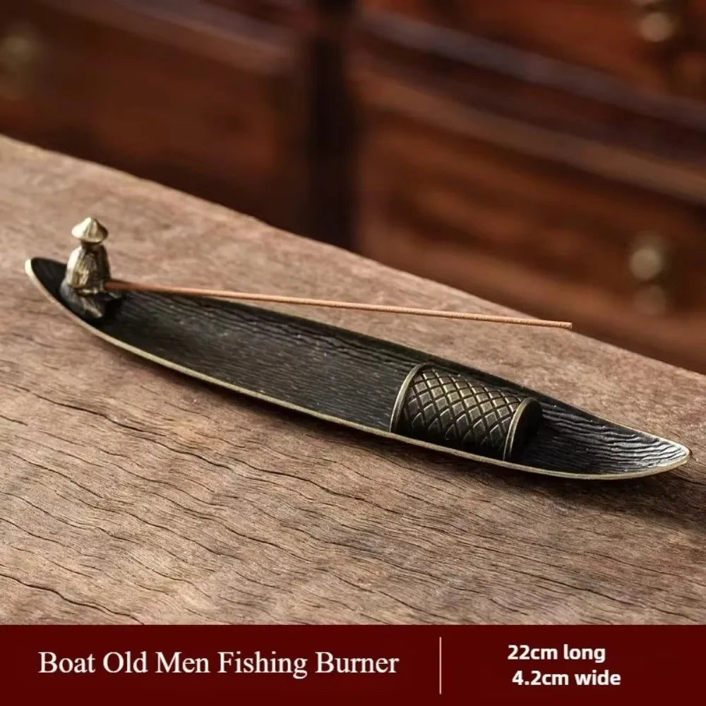 Metal Incense Stick Burner Ancient Style Boat Shape Aromatherapy Burner Classical Elegance Aromatherapy Ornament