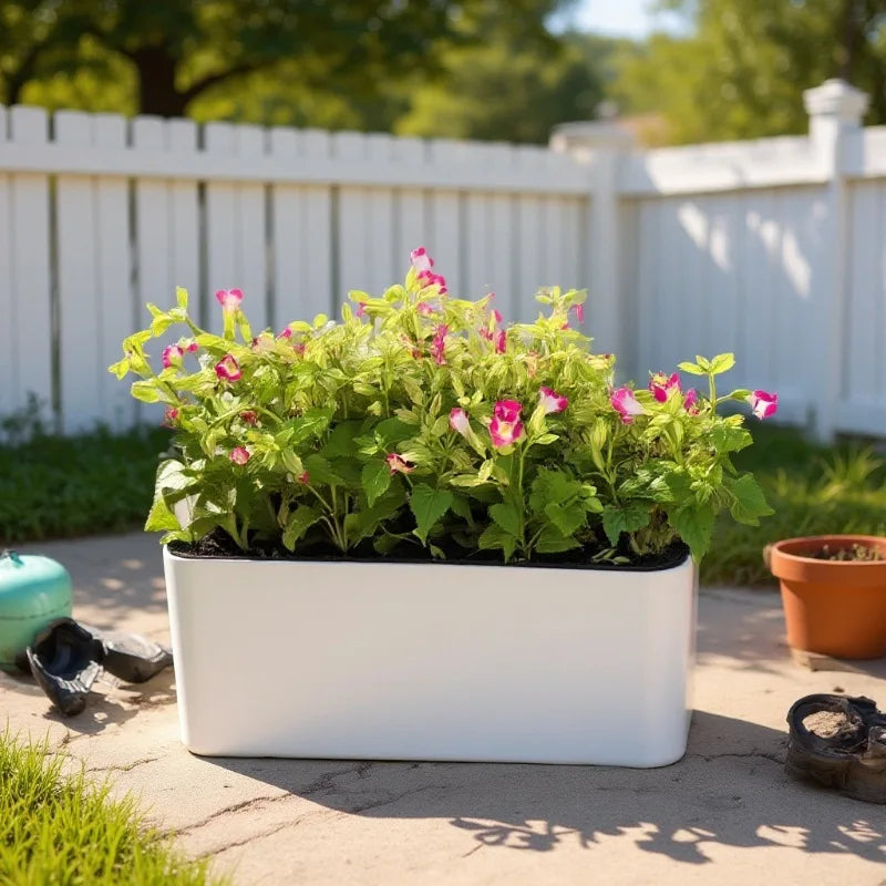 Rectangular Planter Garden Planter with Water Level Indicator Garden Plant Pot Indoor Plants Flowers Planter Decorative Planter