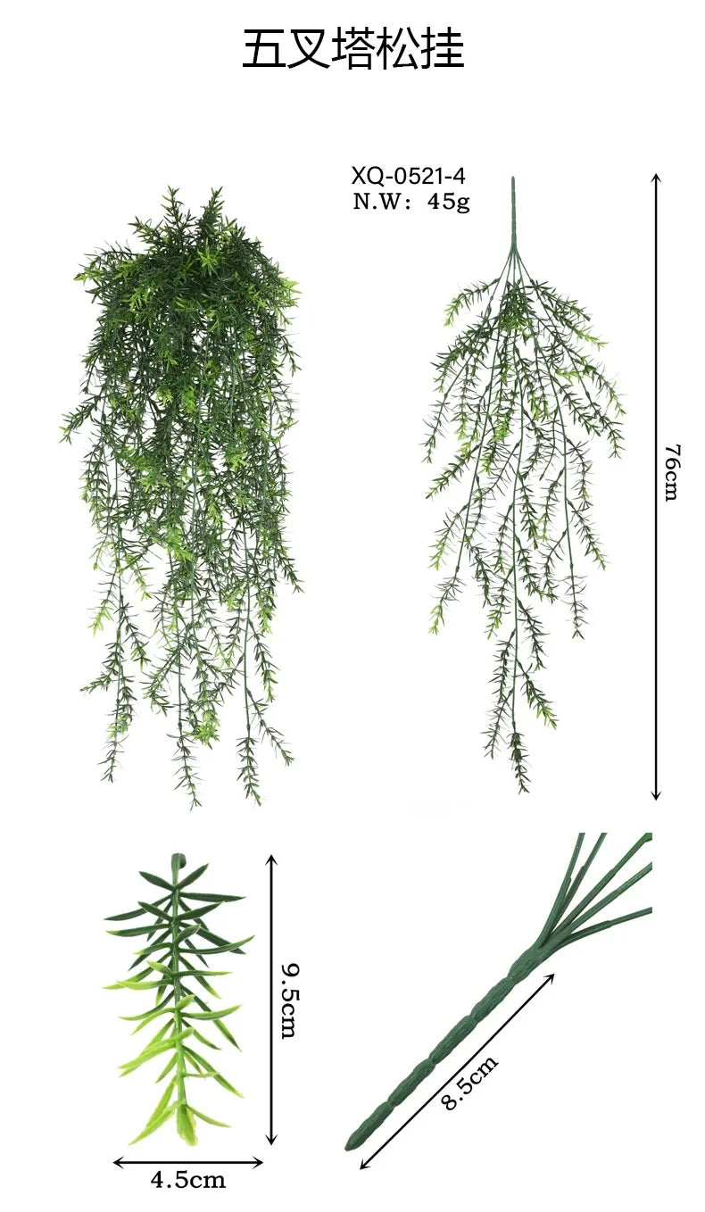 Persian fern Leaves Vines Home Room Decor Hanging Artificial Plant Plastic Leaf Grass Wedding Party Wall Balcony Decoration