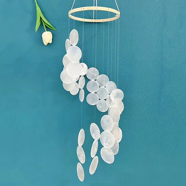 Natural Shell Wind Chimes Creative Dream Catcher Craft Outdoor Yard Welcome Guest Decoration Bedroom（Only wind chime pieces）
