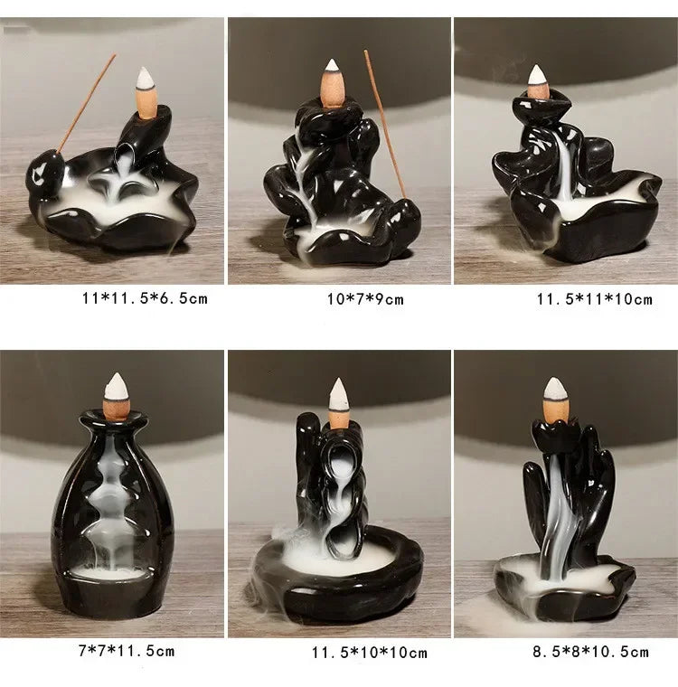 Free 20Pcs Incense cones Creative Home Decor Backflow Stick Incense Burner Ceramic Censer Home Decoration Use In Home Teahouse