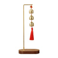 Copper Wind Chime with Walnut Base Hanging Ornaments Home Balcony Decor Car Pendant Gift Home Decoration Accessories