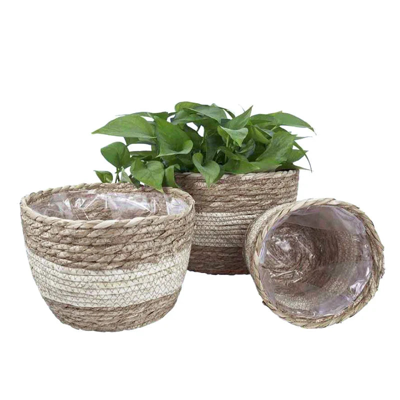 Seagrass Basket Planters Rattan Flower Basket Indoor Outdoor Plant Containers Home Decoration Flower Handmade Basket