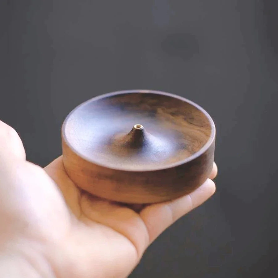 Solid Wood Incense Stick Handmade Tea Ceremony Round Incense Burner Agarwood Tray Holder