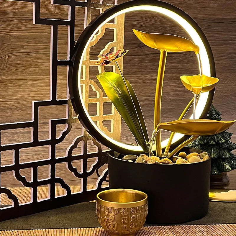 Flowing Water Fountain Decoration Wheel Zhaocai Indoor Creative Home Living Room Circulating Water Housewarming and Opening Gift