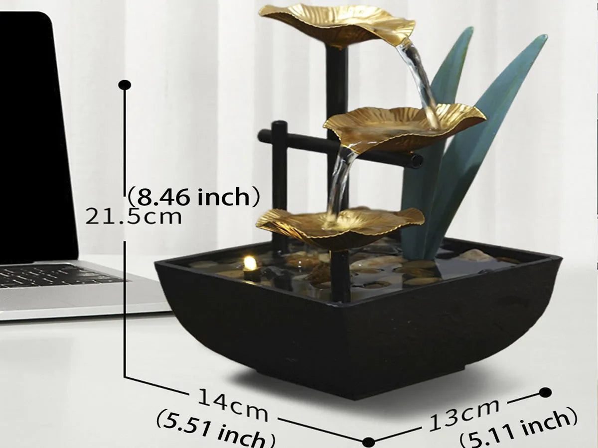 Home decoration Tabletop Water Fountain（plug-EU）Basin  River Rocks Relaxation Office Living Room Bedroom Décor 8.46 inch Tall