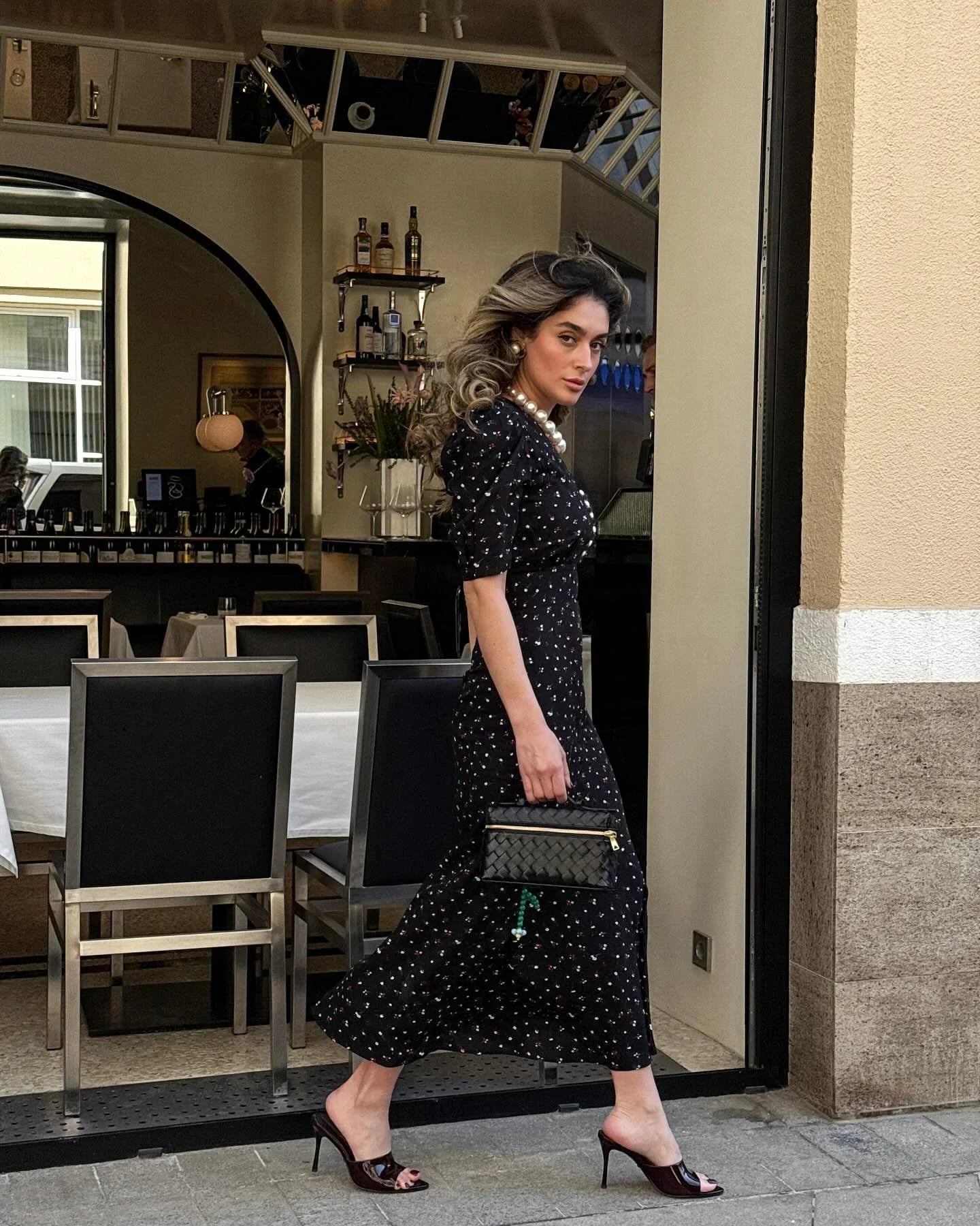 Tuularose Elegant Printed Long Dress Black V Neck Bubble Sleeve Summer Party Dresses Luxury Contrast Vintage Women Evening Dress