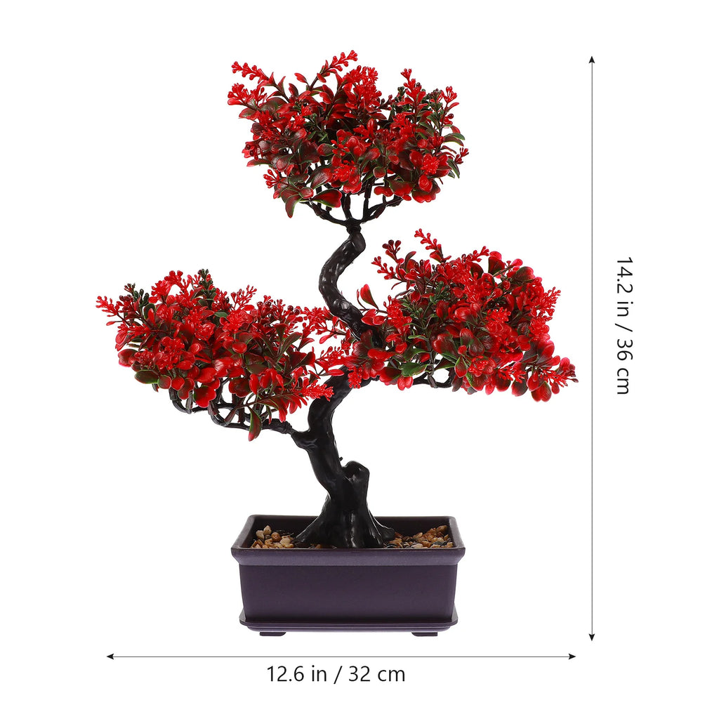 Realistic Artificial Bonsai Tree Indoor Decor Plants Desk Home Office Japanese Pot Artificial Flowers Premium Material Safe