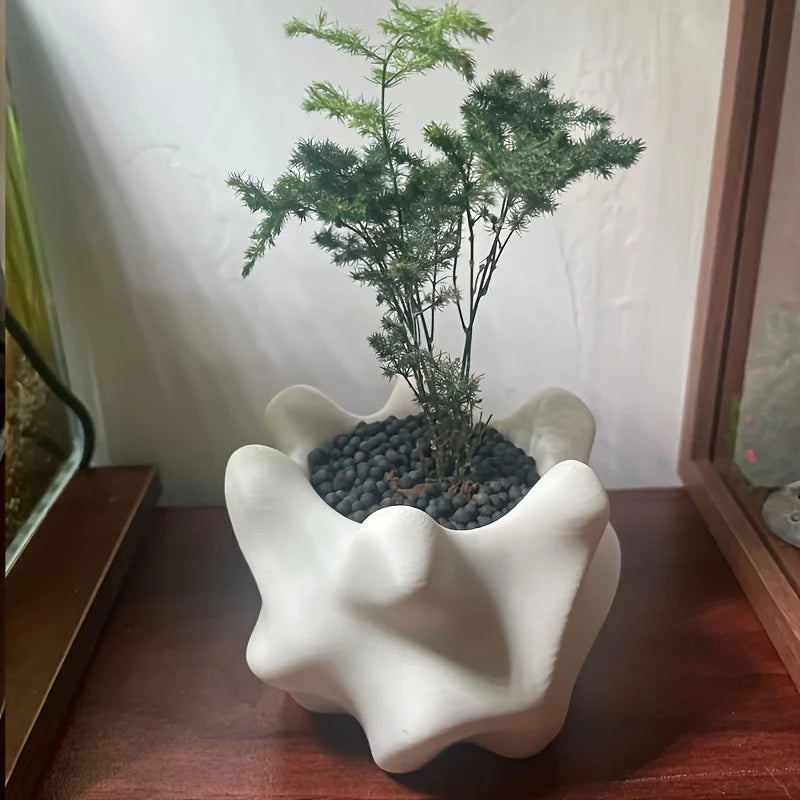 Modern Retro Geometric Indoor/Outdoor Planter Pot with Drainage Hole - Irregular Shaped Plant Pot,Suitable for Succulents