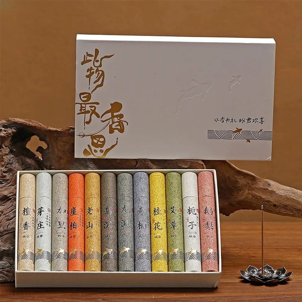 Chinese 12 kinds of scented Incense Stick Gift Box Set natural linear Aromatherapy For Home Indoor Yoga Zen Meditation Soothing