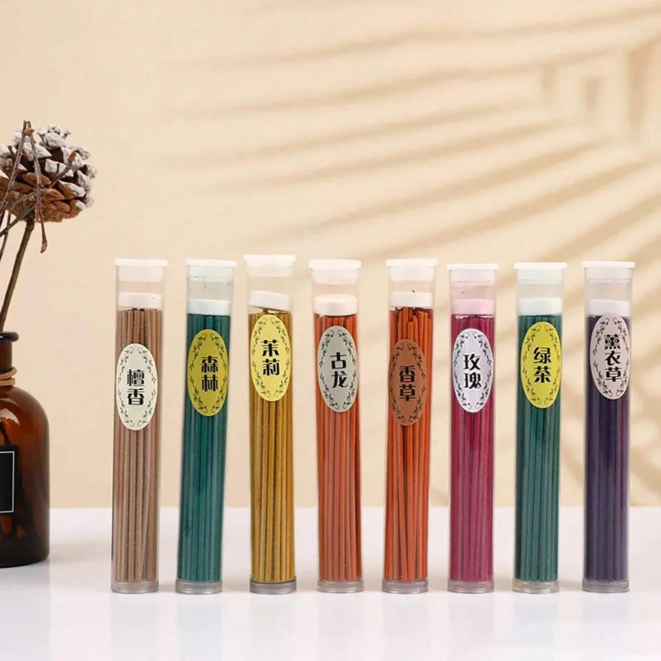50Pcs/box Natural Incense Sticks Jasmine Lavender Scented Handmade Aromatherapy Sticks Yoga Meditation Air Purification Incenses