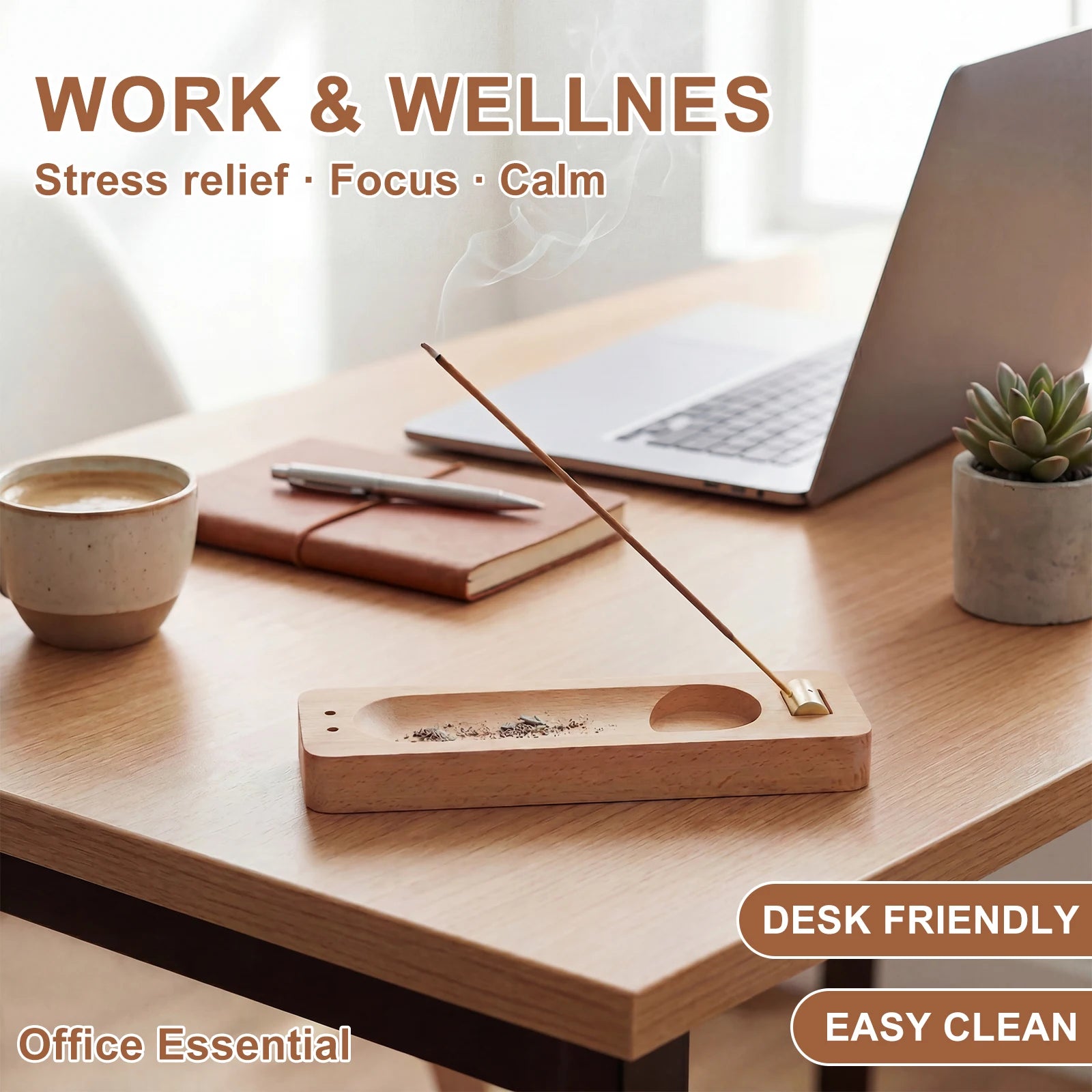 Incense Stick Holder Wooden Incense Burner Holder 4 in 1 Multi-purpose Sage Holder for Home Office Burning Palo Santo Sage Stick