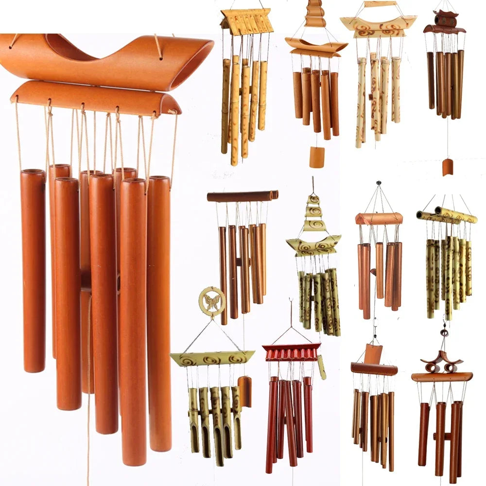 Natural Wind Chimes Handmade Tubes Bamboo Bell Outdoor Yard Garden Windchime Crafts  Indoors Pendant Balcony Home Hotel Decor