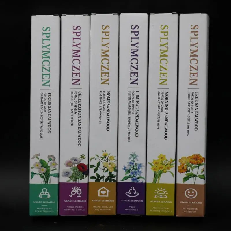 Sandalwood Incense Sticks – 6 Mood Scents for Focus, Yoga, Celebration, Home & Morning | 91 Sticks/Box (~100g)