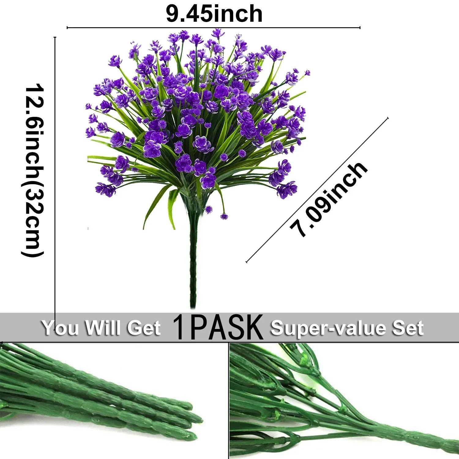 Artificial Flowers Fake Outdoor Plants UV Resistant  Plastic Shrubs, Indoor and  Decoration