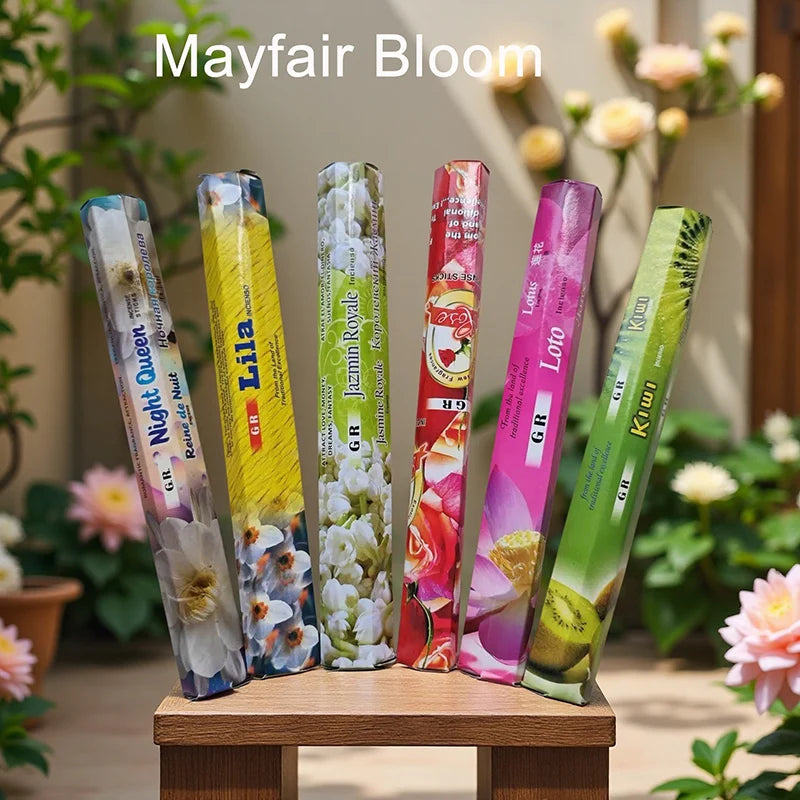 6 Sets of 120 Indian Incense Sticks Palo Santo Lavender Jasmine Meditation Fresh Air Scent Aroma Home Long-Lasting Fragrance