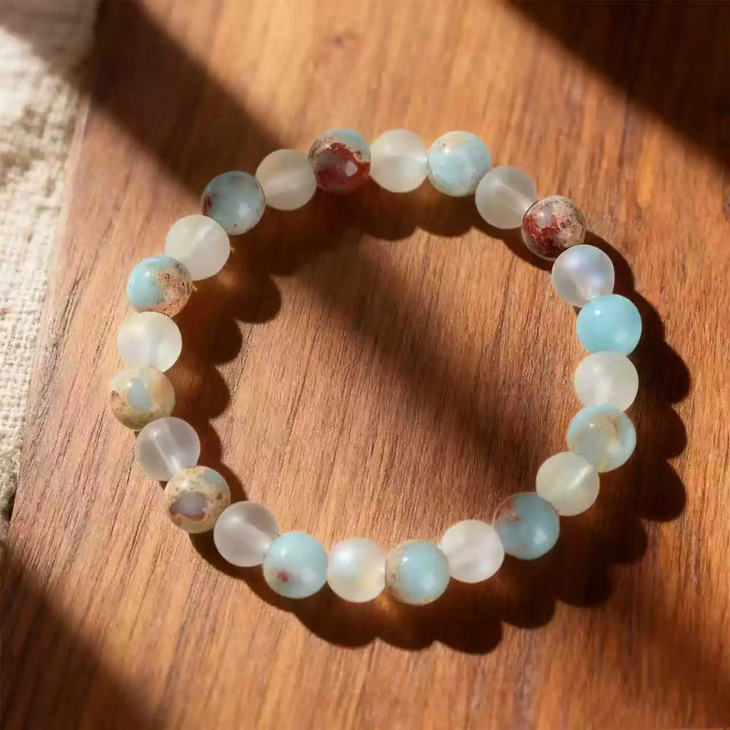Halo Quartz and Ocean Sediment Beaded Bracelet Unisex Shoushan Stone Refreshing Purifying Magnetic Field jewelry beads