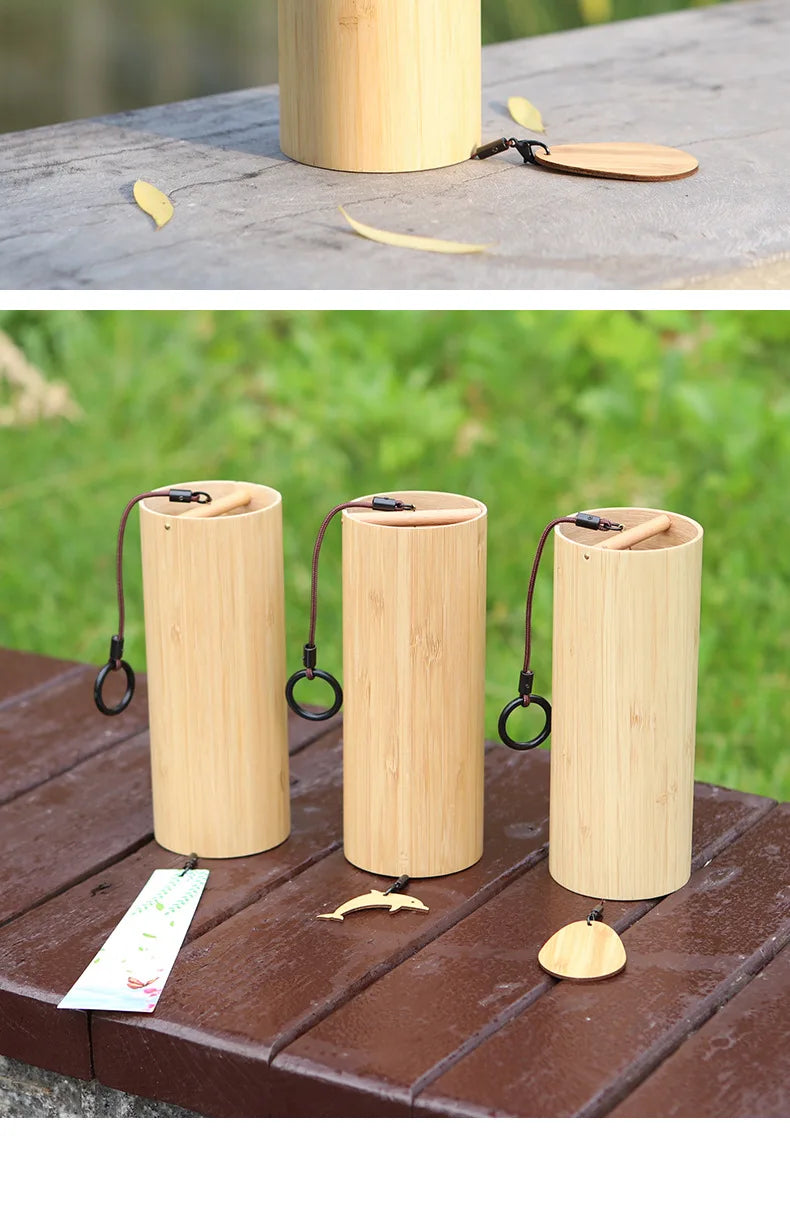 Tuomi Chord Wind Chime Japanese Hand Cranked Wind Chime Retro Bamboo Meditation Sound Healing Bamboo Wind Chime