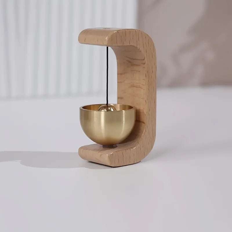 1pcs Woodworking Wind Chime with Pure Copper Bells, Healing Indoor Decor, Door Hanging Ornament, Suction Door Type
