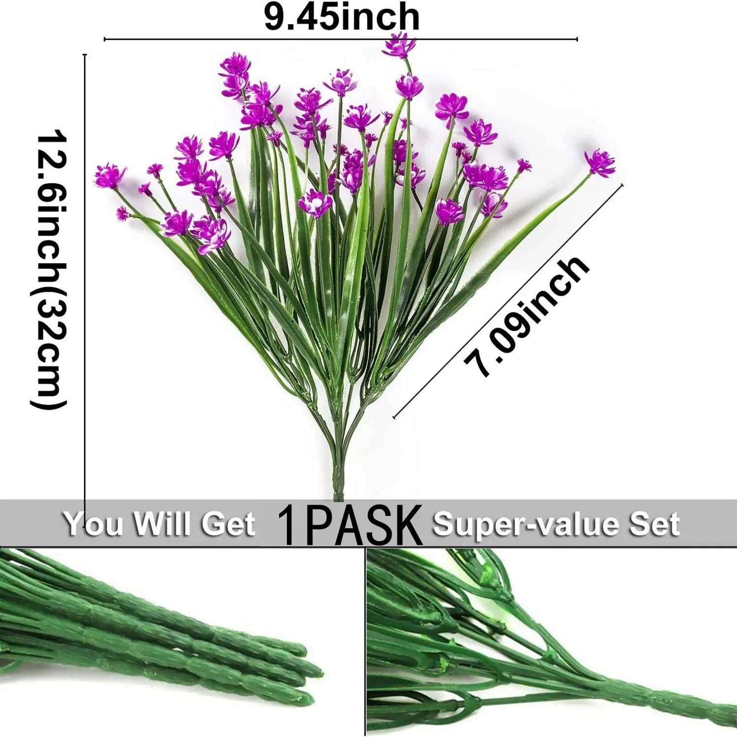 Artificial Flowers Fake Outdoor Plants UV Resistant  Plastic Shrubs, Indoor and  Decoration