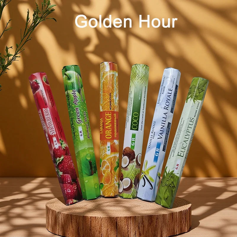 6 Sets of 120 Indian Incense Sticks Palo Santo Lavender Jasmine Meditation Fresh Air Scent Aroma Home Long-Lasting Fragrance
