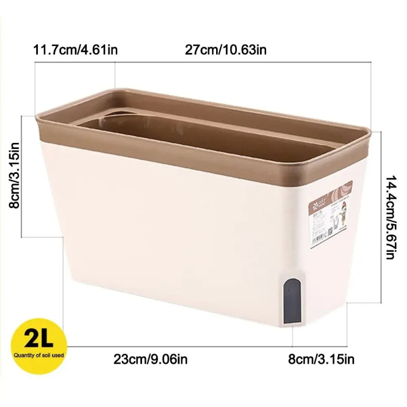 Modern Stylish Double Layer Flower Pot Rectangular Indoor Flower Planter Box Self Watering Plant Pot Hydroponics Planter