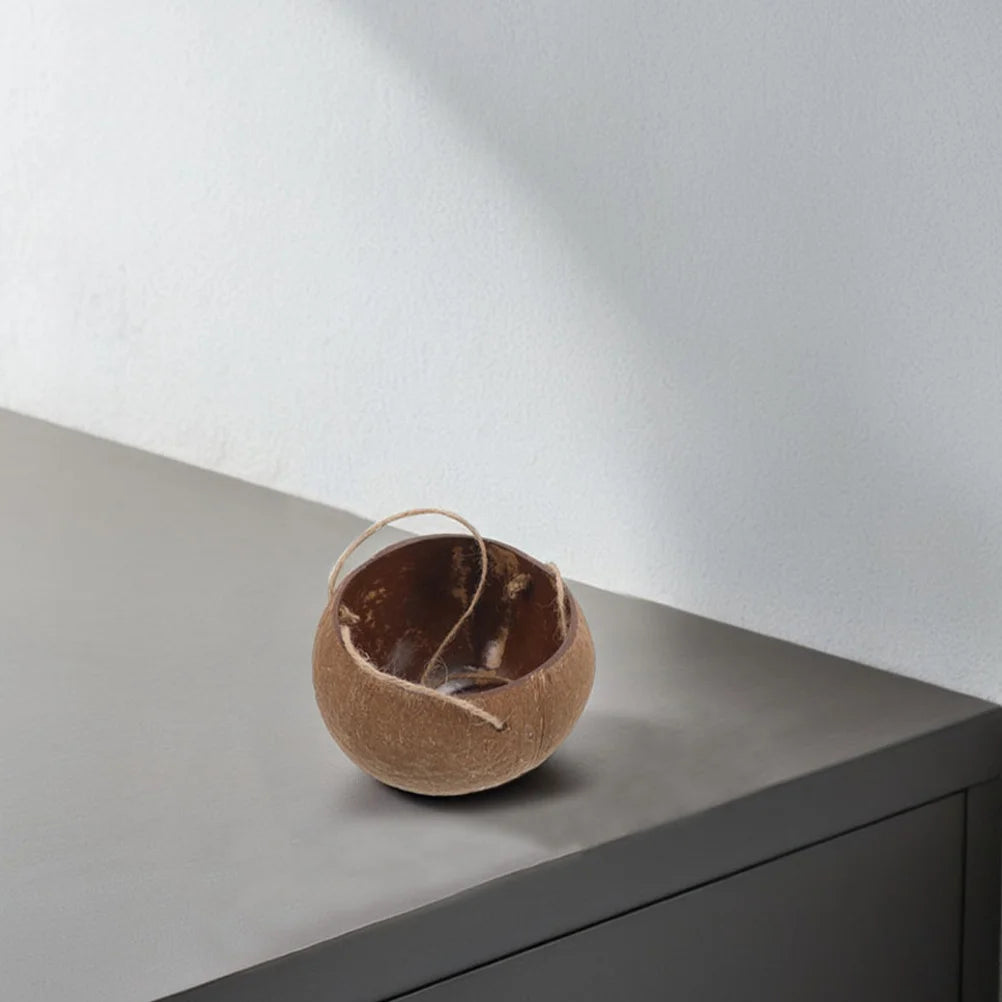 Hanging Coconut Shell Planter Indoor Plants Balcony Flower Pot Home Decor Multifunctional Versatile Sturdy Rope Design