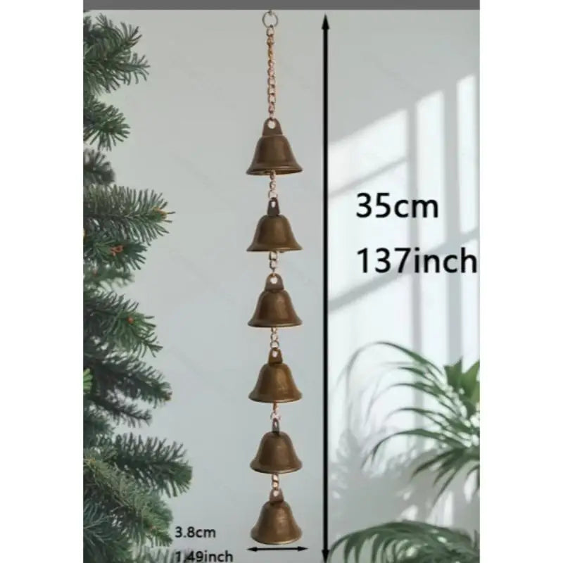 Handmade Metal Wind Chime Classic Rustic Iron Bell with Decor Chain Outdoor Hanging Decor for Courtyard Garden Wall