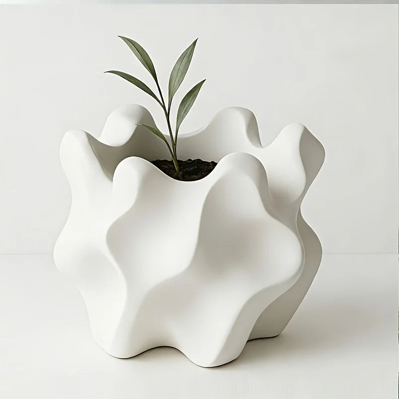 Modern Retro Geometric Indoor/Outdoor Planter Pot with Drainage Hole - Irregular Shaped Plant Pot,Suitable for Succulents