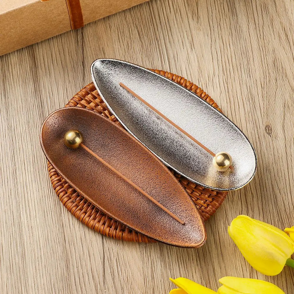 Incense Stick Holder for Sticks Japanese Style Healing Incense Burners with Ash Catcher Vintage Bronze Censer Rack 5.5 Inches