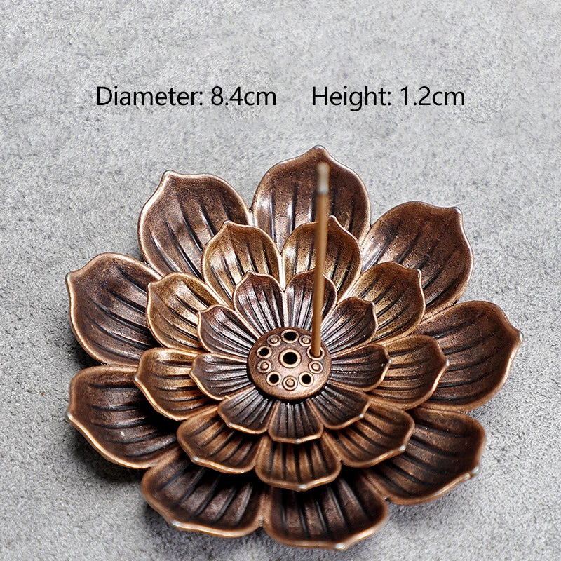 Golden Leaf Flower Pear Wood Lotus Flower Stick Incense Burner Creative Crafts Decoration Incense Holder Office Tea Ceremony