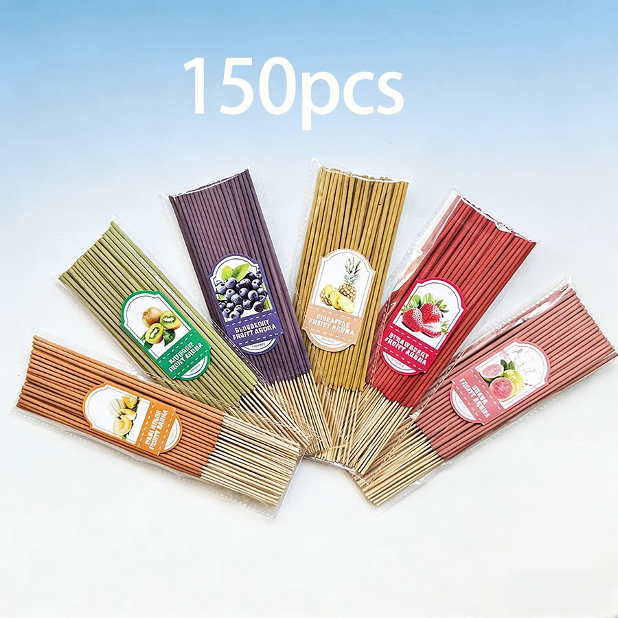6 types of 150pcs handmade bamboo stick incense, long-lasting fragrance, suitable for home, office relaxation/meditation/yoga
