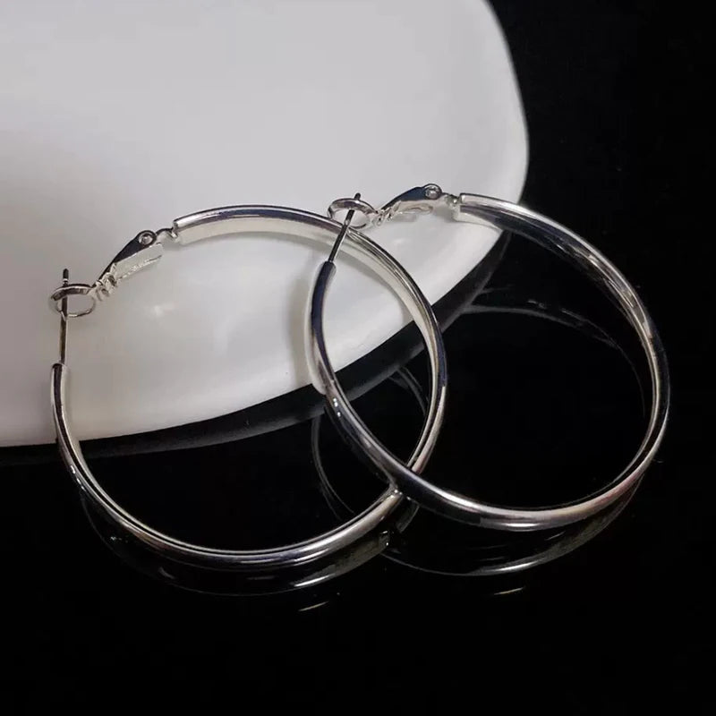 Elegant Retro Thick Round Circle Earrings for Women Simple Metal  Big Hoop Earrings Wedding Engagement Aesthetic Jewelry