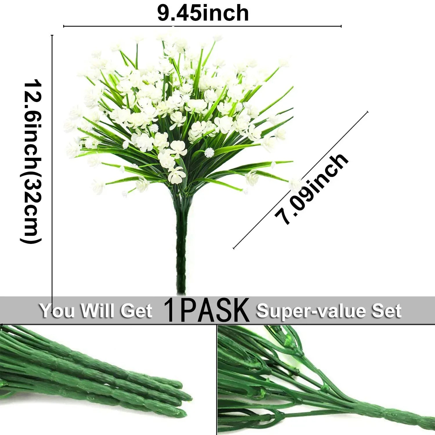 Artificial Flowers Fake Outdoor Plants UV Resistant  Plastic Shrubs, Indoor and  Decoration