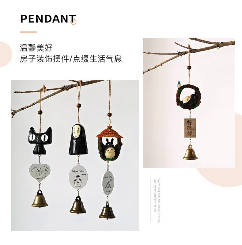 Cartoon Totoro Wind Chime  Resin Hanging Bell Creative Home Decor Wall Ornament Household Goods
