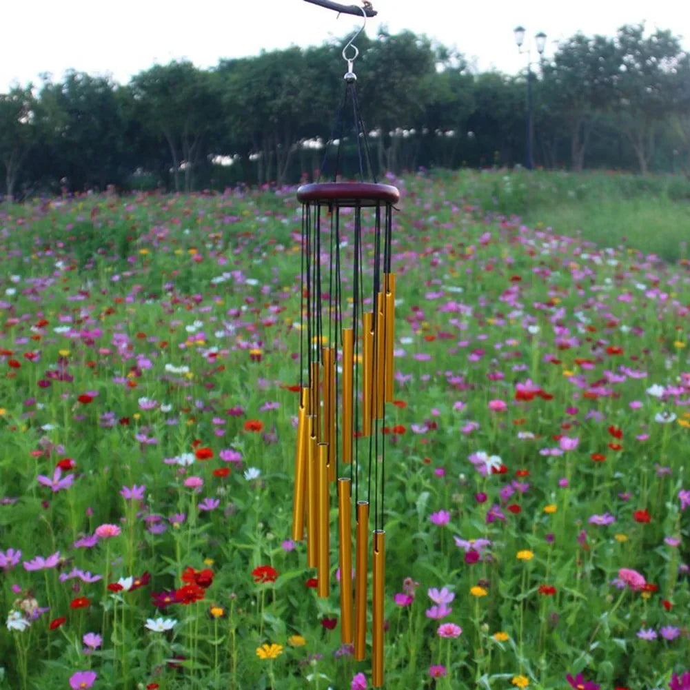 Musical Wind Chime Pipes 12Tubes Wind Chimes Gold/silver Bells Decora For Garden Living Bedroom Coffee Shop Wind Chimes Tubes US