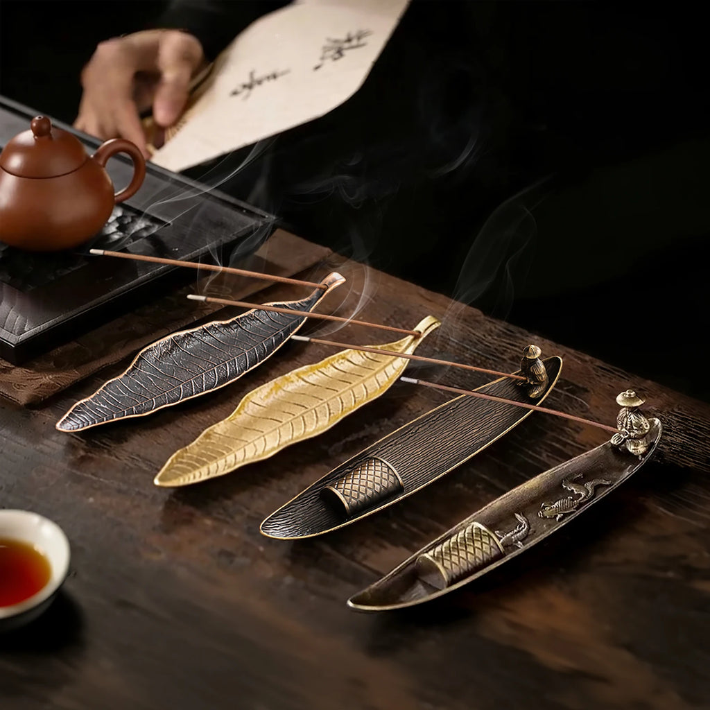 Boat Old Men Fishing Incense Stick Creative Leafs Censer Incense Holder Aromatherapy Ornament Home Indoor Incense Burner